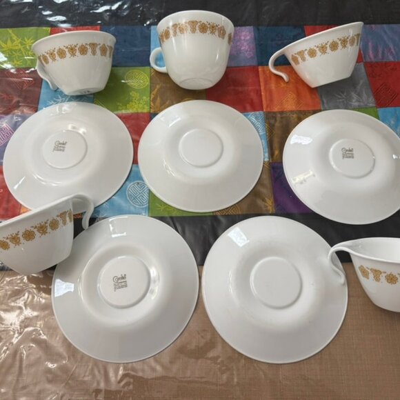 Vintage Set of 5 Corelle Butterfly Gold Coffee/Tea Cups and Saucers VG Cond - Picture 5 of 11